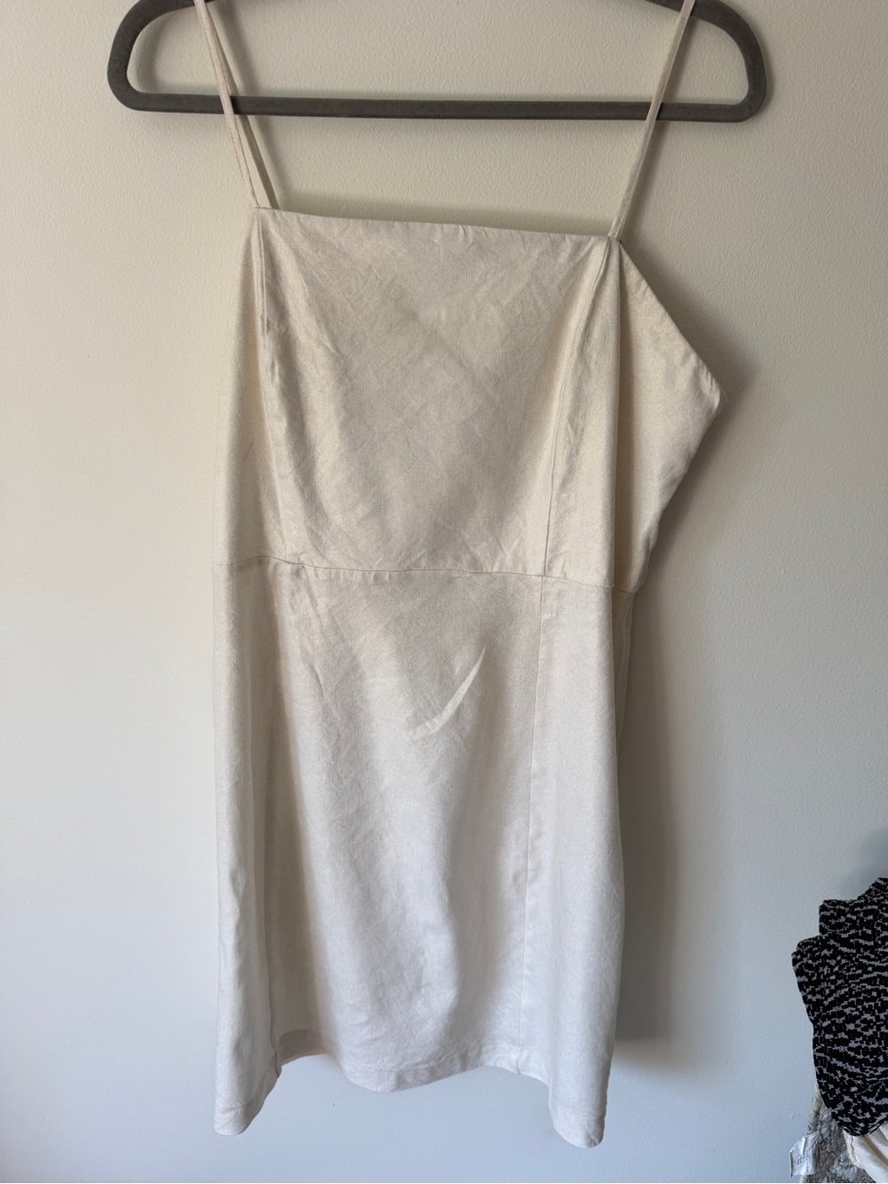 Halston Heritage Cream One-Shoulder Slip Mini Dress